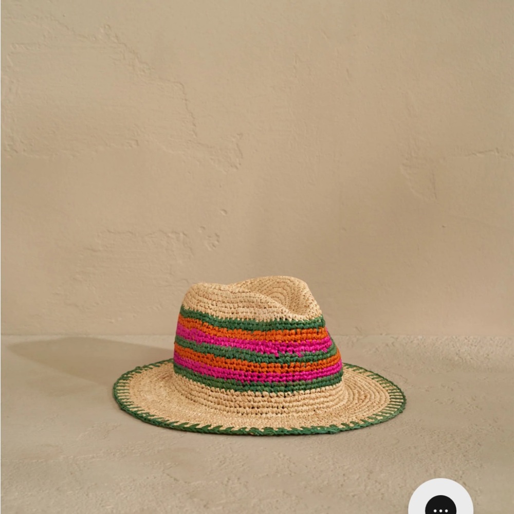 Tan and Pink Fedora Hat with Decorative Band